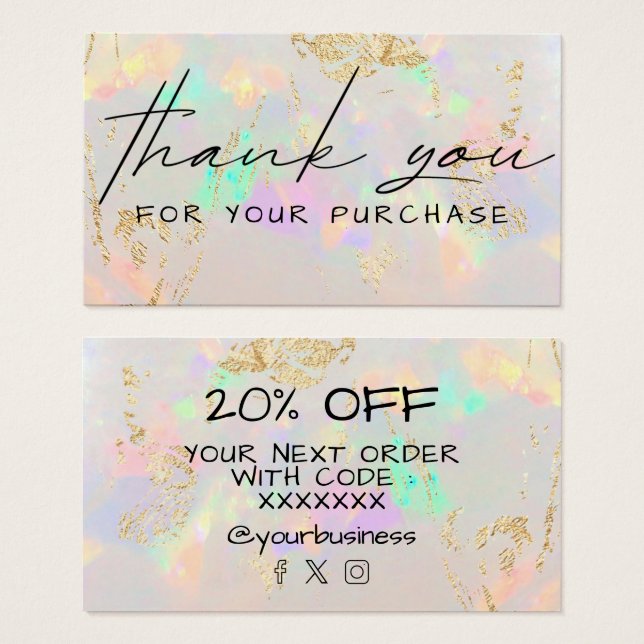 Tack för ditt köp av vit valfri visitkort (Framsida & baksida)