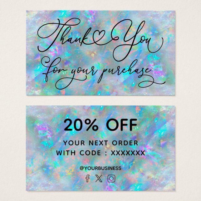 tack för ditt köp blå opal visitkort (Framsida & baksida)