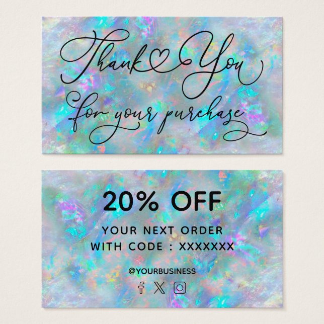 tack för ditt köp blå opal visitkort (Framsida & baksida)