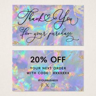 tack för ditt köp lila opal visitkort