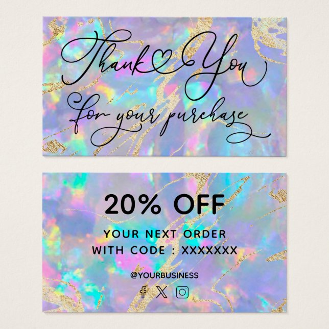 tack för ditt köp lila opal visitkort (Framsida & baksida)