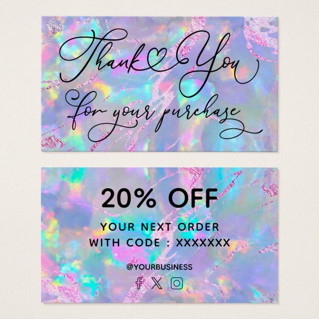 tack för ditt köp opal textur visitkort (Framsida & baksida)