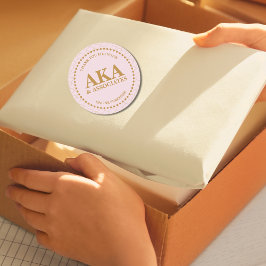 Tack för ditt köp Rosa Guld Monogram Runt Klistermärke