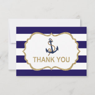 Tack för ditt kort, Ahoy Nautical Navy Blue Rand Kort