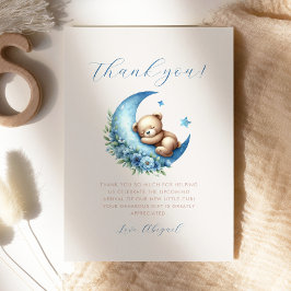 Tack för ditt kort - Bear Blue Måne Baby Shower