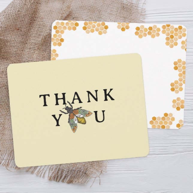 Tack för ditt kort, Bee Bee Simple Baby Shower | M (Thank You Card - Bee Themed)
