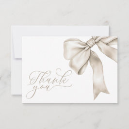 Tack för ditt kort, Beige Bow Neutralt Baby Shower Inbjudningar