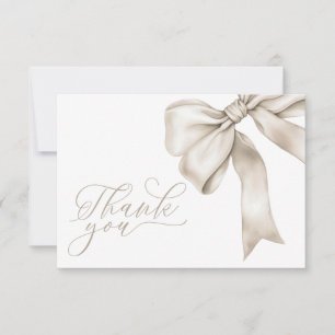 Tack för ditt kort, Beige Bow Neutralt Baby Shower Inbjudningar