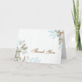 Tack för ditt kort - blått och brun Blommigt