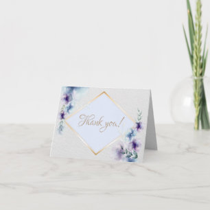 Tack för ditt kort Blommigt av blått violett vat