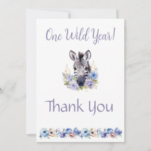 Tack för ditt kort, blommigt Zebra Birthday Inbjudningar