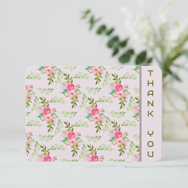 Tack för ditt kort, Blommor och Löv (Stående Fram)