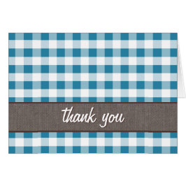 Tack för ditt kort, Blue & White Gingham Canvas OBS Kort