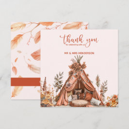 Tack för ditt kort, Bohemian Tält Wildblomma Bröll Kort