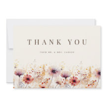 Tack för ditt kort, Boho Wildblomige Beige