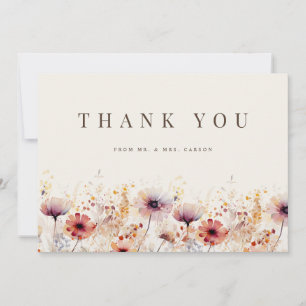 Tack för ditt kort, Boho Wildblomige Beige Kort