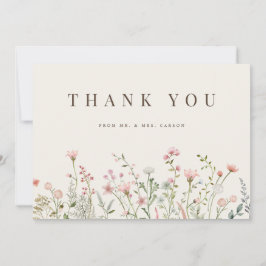 Tack för ditt kort, Boho Wildblomige Beige Kort