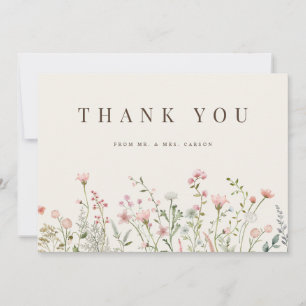 Tack för ditt kort, Boho Wildblomige Beige Kort