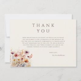 Tack för ditt kort, Boho Wildblomige Beige Kort