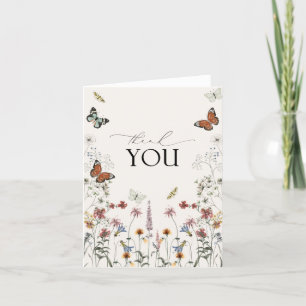Tack för ditt kort, Boho Wildbloms Rustic Butterfl Kort