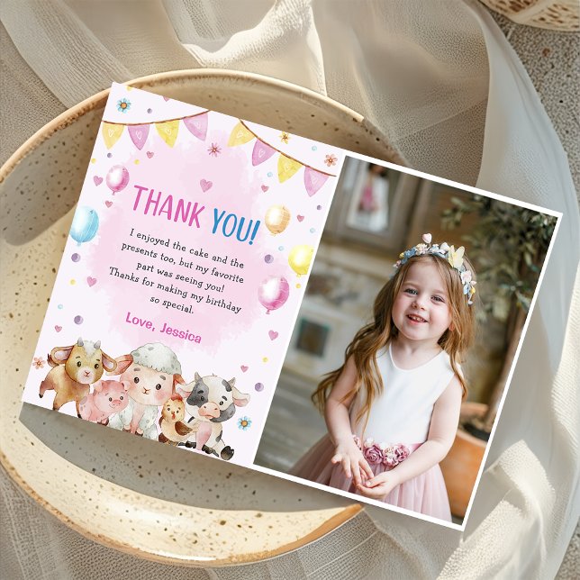 Tack för ditt kort, boskap Balloons Barnyard Inbjudningar (Skapare uppladdad)