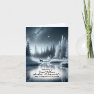 Tack för ditt kort, Buck in Winter River Sympathy Kort