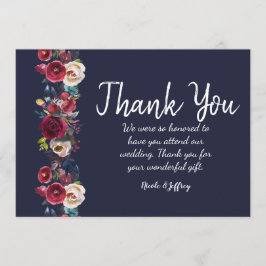 Tack för ditt kort, Burgundy Merlot Blommigt Bröll