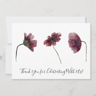 Tack för ditt kort, Burgundy Red Flowers Watercolo Kort
