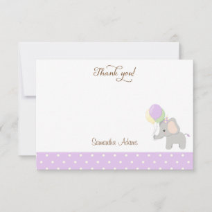 Tack för ditt kort, Cute Elephant Baby Shower Anteckningskort