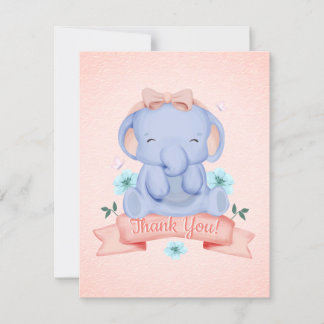 Tack för ditt kort, Cute Elephant Baby Shower Kort