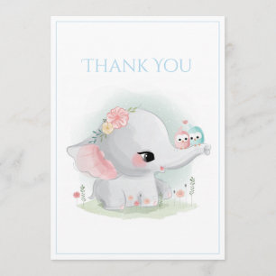Tack för ditt kort, Cute Elephant Blue Shower Kort