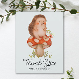 Tack för ditt kort, Cute Hedgehog Blue Baby Shower Inbjudningar