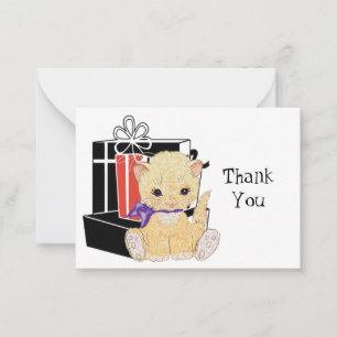 Tack för ditt kort, Cute Kitten Gift Box Anteckningskort