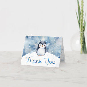Tack för ditt kort, Cute Penguin Baby Shower Kort