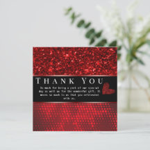 Tack för ditt kort, Deep Red Faux Glitter Ljus