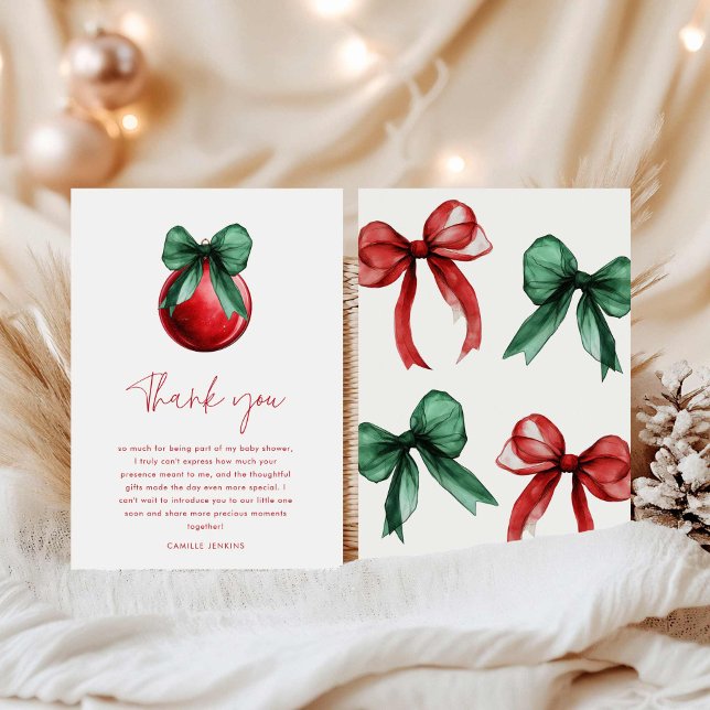 Tack för ditt kort - den moderna julklappen (Modern Christmas Baby Shower Thank you card)