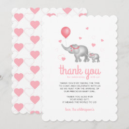 Tack för ditt kort - Elefants & Rosa Hearts-kort