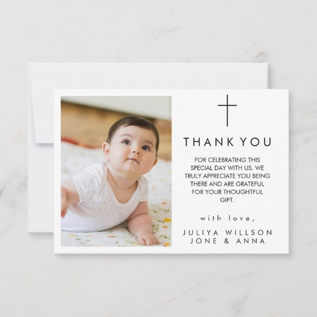 Tack för ditt kort, elegant Photo Baptism (Framsida)