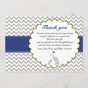 Tack för ditt kort, Elephant Chevron Baby Shower Kort