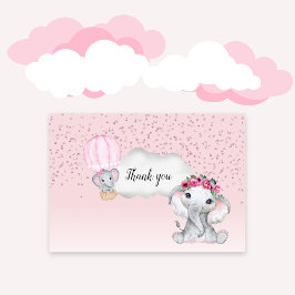 Tack för ditt kort, Elephant Girl Balloon Baby Sho