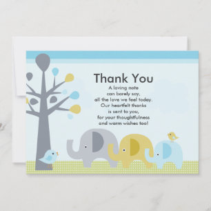 Tack för ditt kort Elephant Kärlek Baby Shower