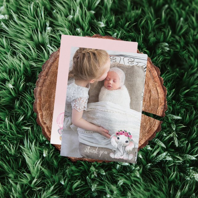 Tack för ditt kort, Elephant Photo Balloon Baby Sh (Skapare uppladdad)