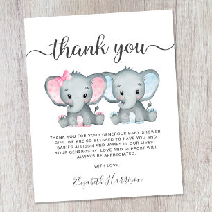 Tack för ditt kort, Elephant Twin Flicka Boy Showe
