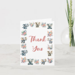 Tack för ditt kort, Elephants & Boho Jungle Flower Inbjudan