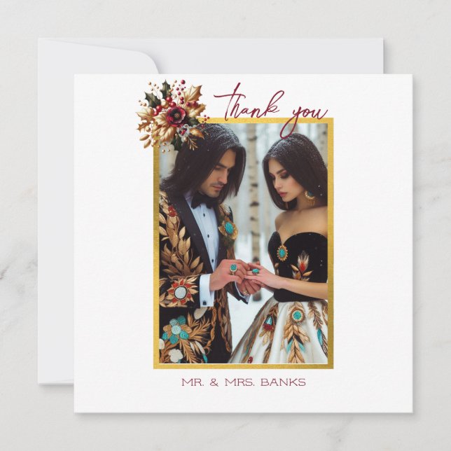 Tack för ditt kort - ett gammaldags bladbröllopsfo (Framsida)