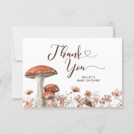 Tack för ditt kort, Fall Boho Mushroom Blommigt Kort
