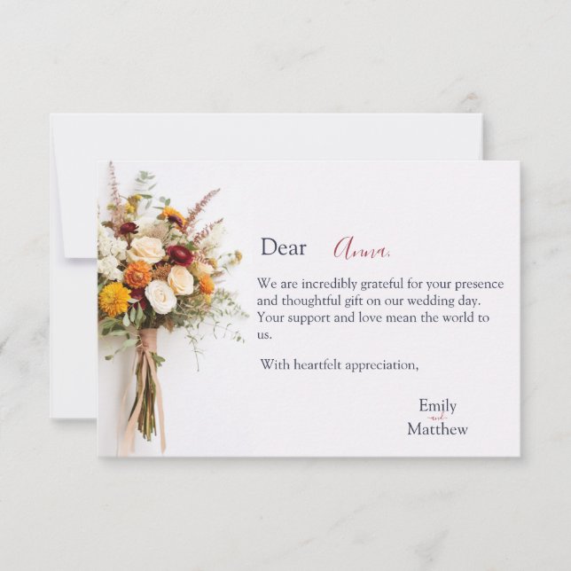 Tack för ditt kort, Fall Wedof Bröllop Kort (Framsida)