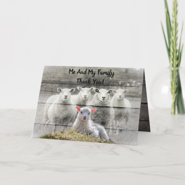Tack för ditt kort får Flock Baby Lamb (Framsida)