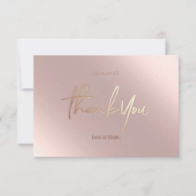 Tack för ditt kort Faux Foil Rosegold Postcard (Framsida)