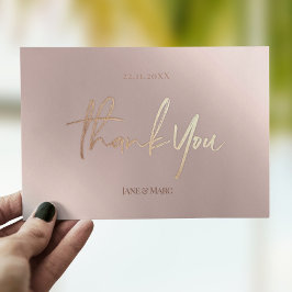 Tack för ditt kort Faux Foil Rosegold Postcard